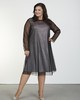 А636/1 Платье Вивиан двойное с чёрной сеткой + розовое серебро