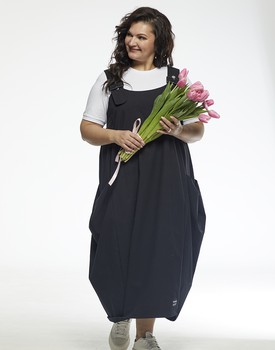 Платье-сарафан "Нелли" с пряжкой джинс черный