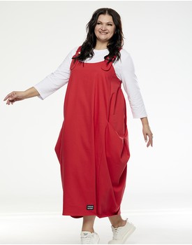 Платье-сарафан "Нелли" с пряжкой джинс красный