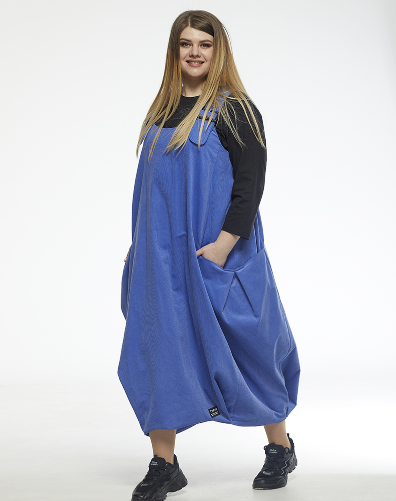 Платье-сарафан Нелли с пряжкой вельвет голубой для женщин большого размера с доставкой по Москве и России