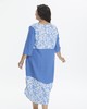 А372 Платье комбинированное Рита голубой принт цветы