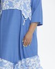 А372 Платье комбинированное Рита голубой принт цветы