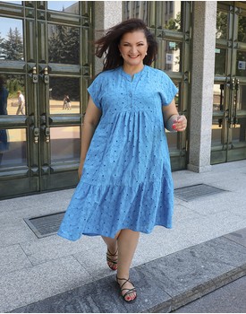 А770 Платье "Самира" шитье ярко-голубой