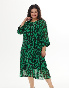 А834 Платье "Рамина" зеленый принт леопард