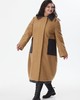 А874 Пальто комбинированное Мадлен карамельный для женщин большого размера с доставкой по Москве и России