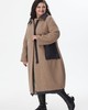 А874 Пальто комбинированное Мадлен кофе для женщин большого размера с доставкой по Москве и России