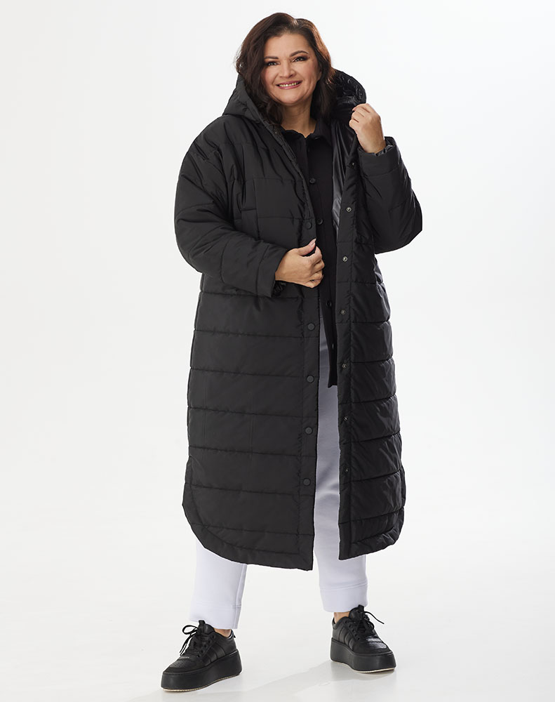 А883 Пальто Джимми черный 150С для женщин большого размера с доставкой по Москве и России