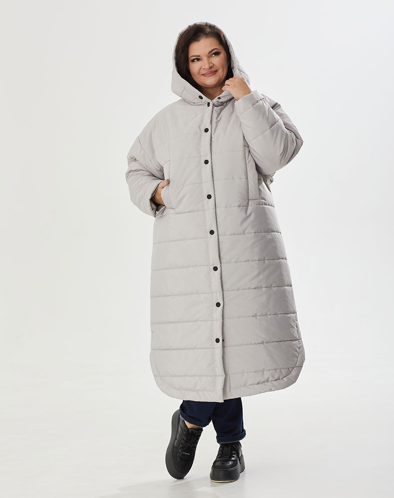 А883 Пальто Джимми серый 150С для женщин большого размера с доставкой по Москве и России
