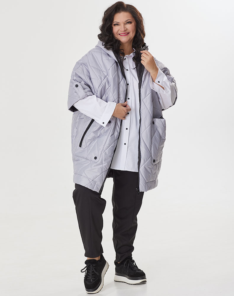 А871 Куртка Рэйна 100С серый для женщин большого размера с доставкой по Москве и России