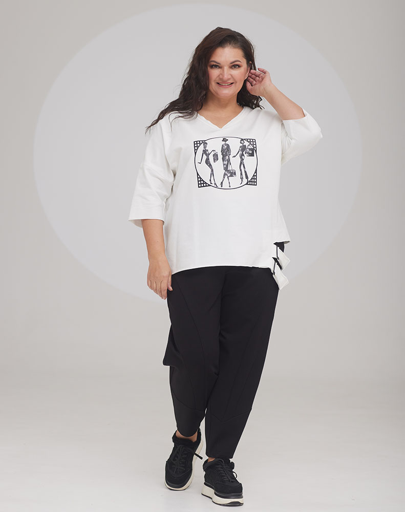 А991 Брюки Карвен черный для женщин большого размера с доставкой по Москве и России