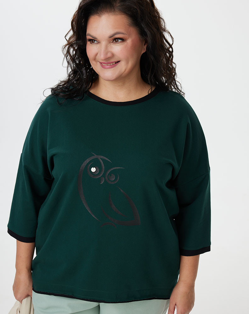 А1115/2-ка Свитшот Леонор изумрудный для женщин большого размера с доставкой по Москве и России