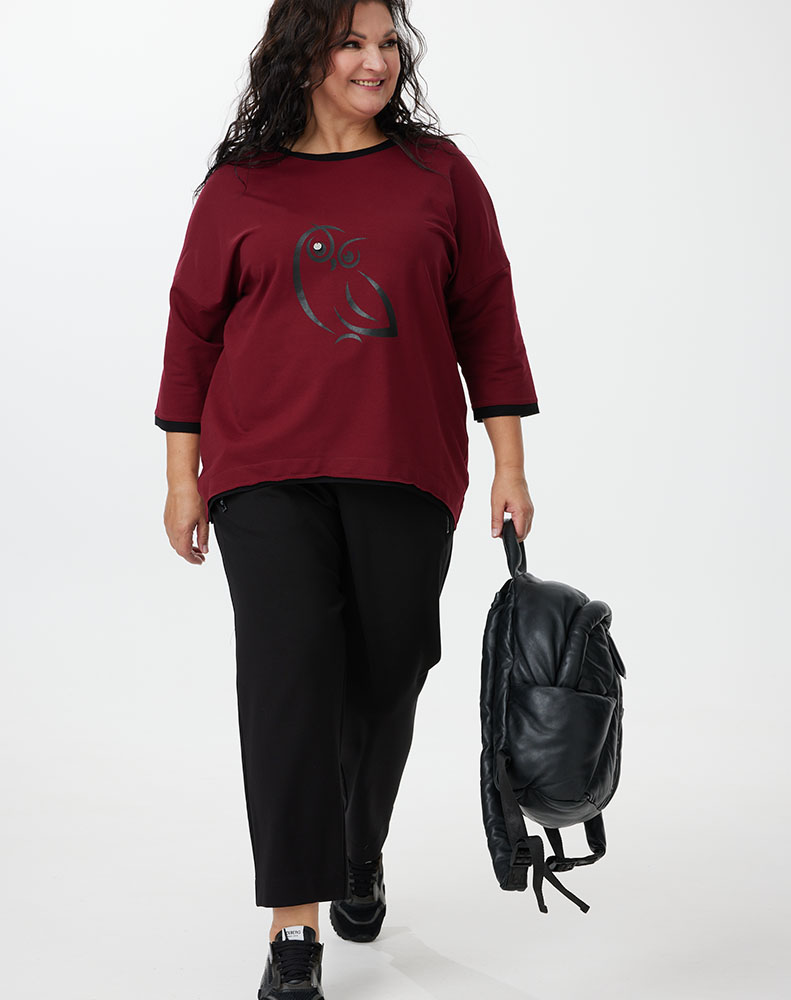 А1115/2-ка Свитшот Леонор бордовый для женщин большого размера с доставкой по Москве и России