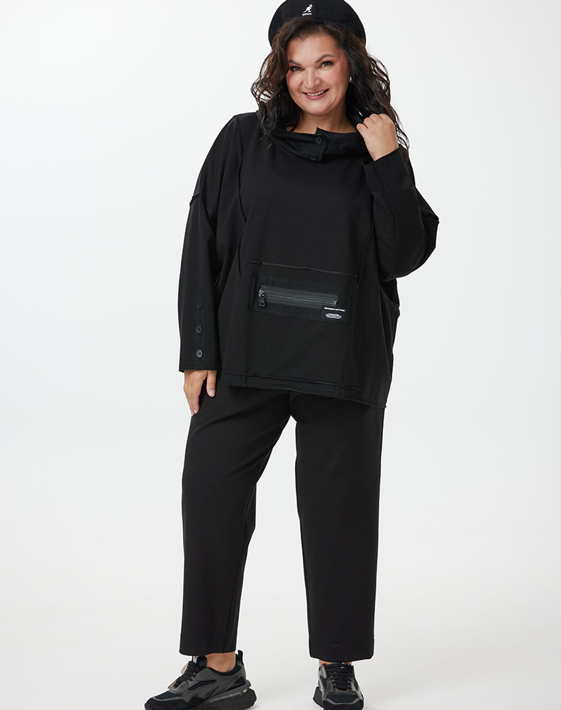 А990/1 Cвитшот Аяна черный для женщин большого размера с доставкой по Москве и России