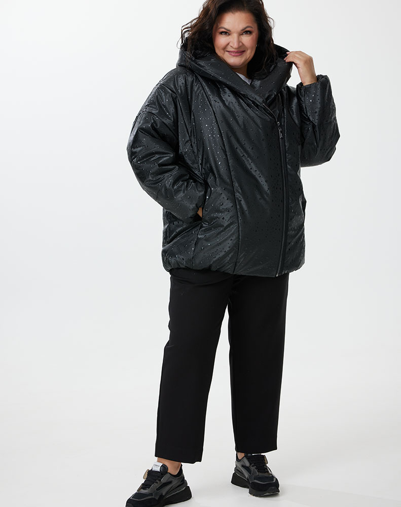 А1117 Куртка Флорена 200С черный (капли) для женщин большого размера с доставкой по Москве и России
