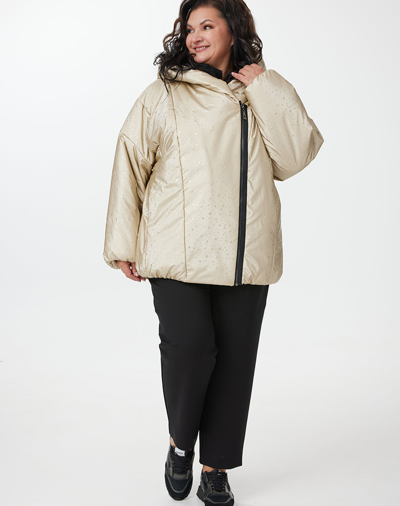 А1117 Куртка Флорена 200С бежевый (капли) для женщин большого размера с доставкой по Москве и России