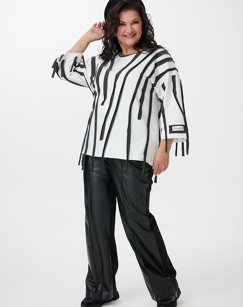 А1116/2-ка Свитшот Мерида молочный + меланж для женщин большого размера с доставкой по Москве и России