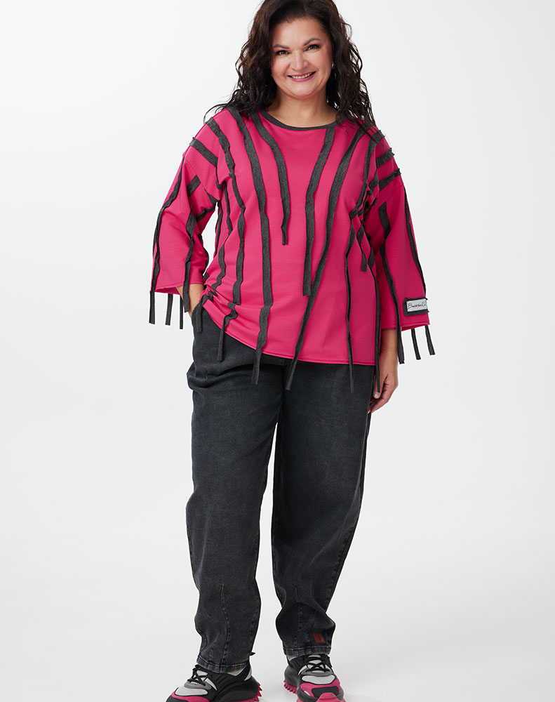 А1116/2-ка Свитшот Мерида фуксия + меланж для женщин большого размера с доставкой по Москве и России