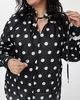 А1098/2 Блуза Есения черный принт горох для женщин большого размера с доставкой по Москве и России
