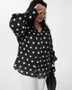 А1098/2 Блуза Есения черный принт горох для женщин большого размера с доставкой по Москве и России