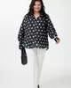 А1098/2 Блуза Есения черный принт горох для женщин большого размера с доставкой по Москве и России