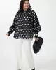 А1098/2 Блуза Есения черный принт горох для женщин большого размера с доставкой по Москве и России