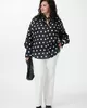 А1098/2 Блуза Есения черный принт горох для женщин большого размера с доставкой по Москве и России