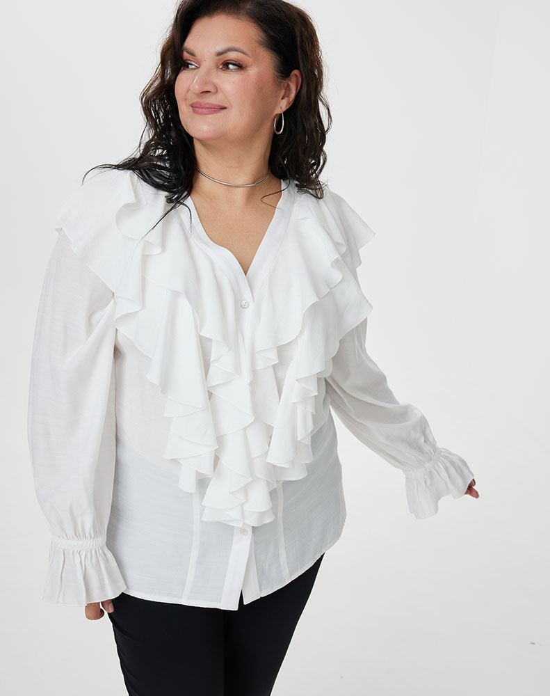 А1051/2 Блуза Эбигейл белый для женщин большого размера с доставкой по Москве и России