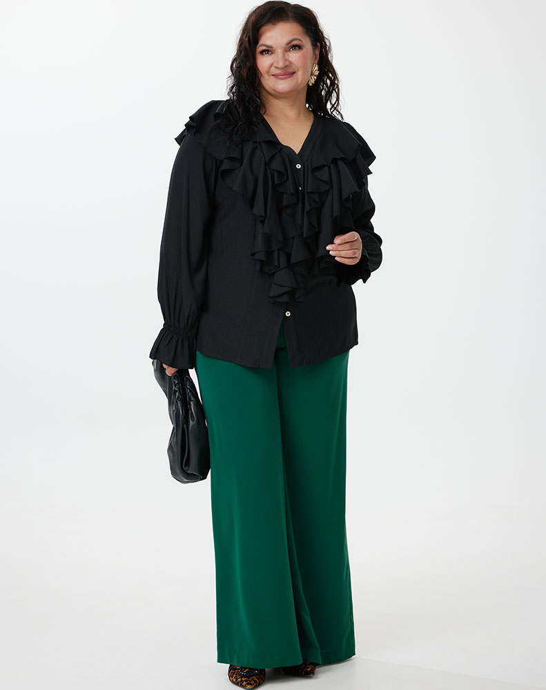 А1051/2 Блуза Эбигейл черный для женщин большого размера с доставкой по Москве и России