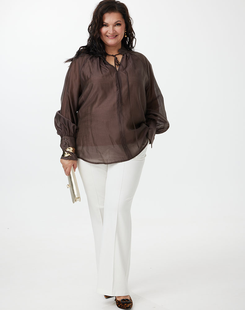 А1098/1 Блуза Есения шоколадный для женщин большого размера с доставкой по Москве и России