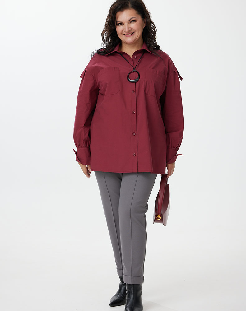 А1120 Рубашка Модеста бордовый для женщин большого размера с доставкой по Москве и России