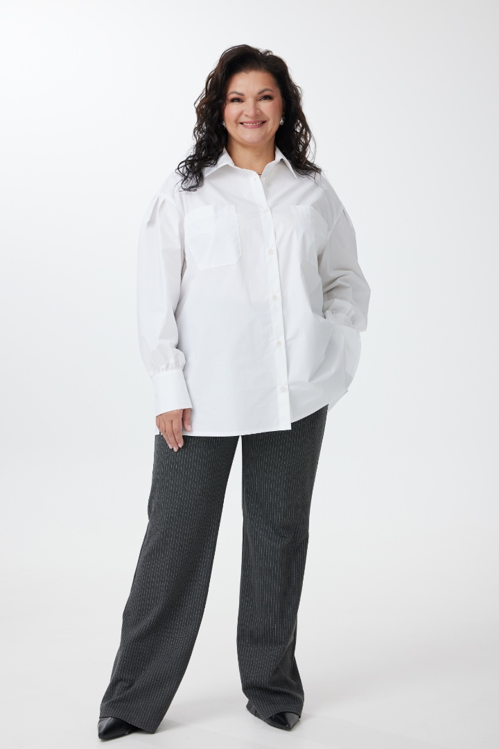 А1120 Рубашка Модеста белый для женщин большого размера с доставкой по Москве и России
