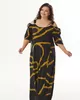 А 860 Сарафан Сюзанна черный граффити горчица для женщин большого размера с доставкой по Москве и России