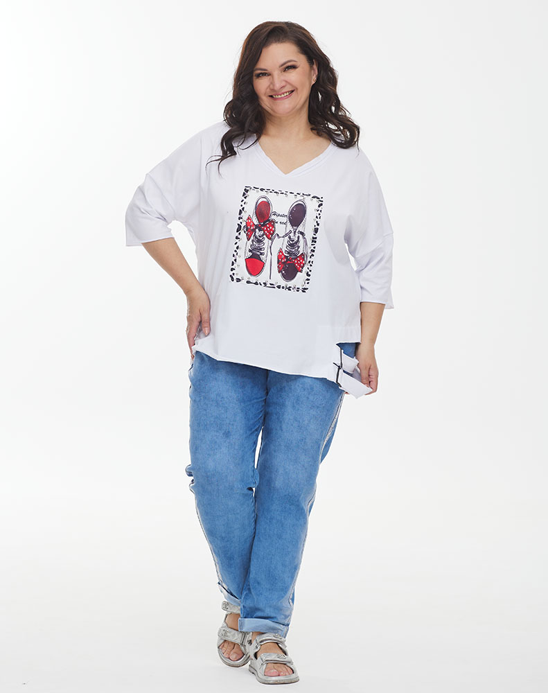 А891 Футболка Линда белый для женщин большого размера с доставкой по Москве и России