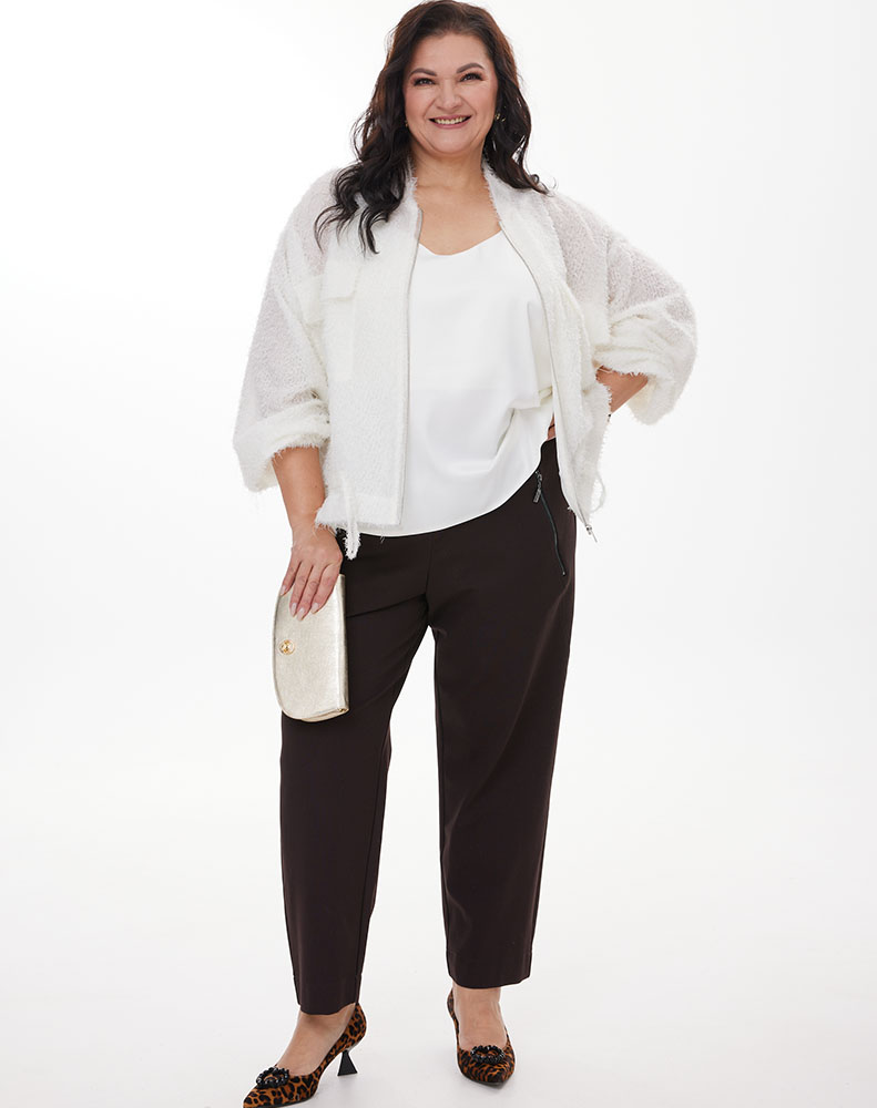 А1119 Брюки Эмилио шоколадный для женщин большого размера с доставкой по Москве и России