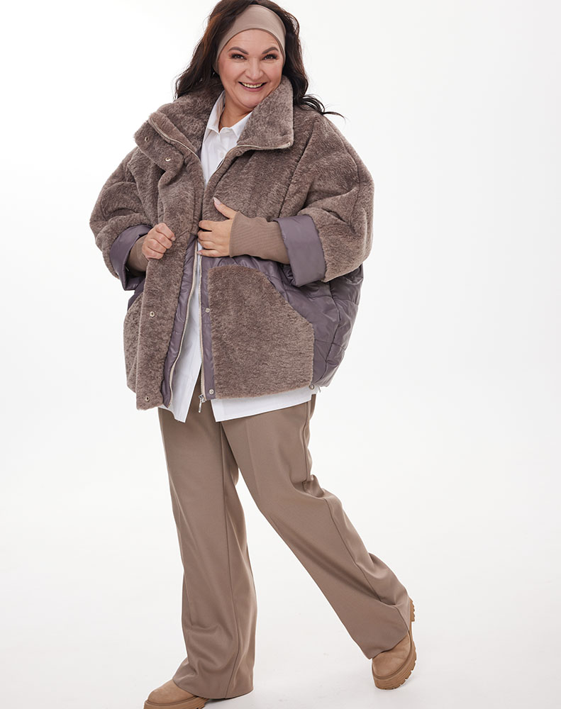 А1003 Куртка Бажена кофе 200С для женщин большого размера с доставкой по Москве и России