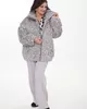 А1124 Бомбер Корелия 100С серый принт леопард для женщин большого размера с доставкой по Москве и России