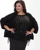 А1136 Блуза Анабель черный (пайетки) для женщин большого размера с доставкой по Москве и России