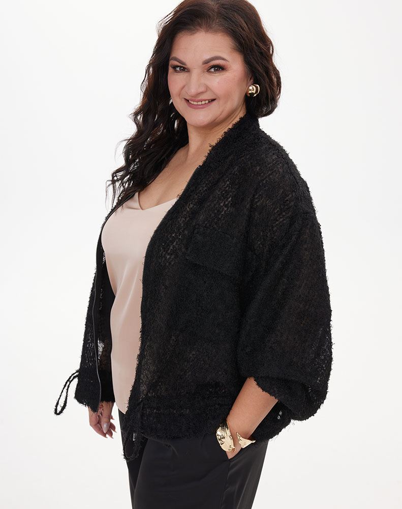 А1131 Блуза Дори черный (травка) для женщин большого размера с доставкой по Москве и России