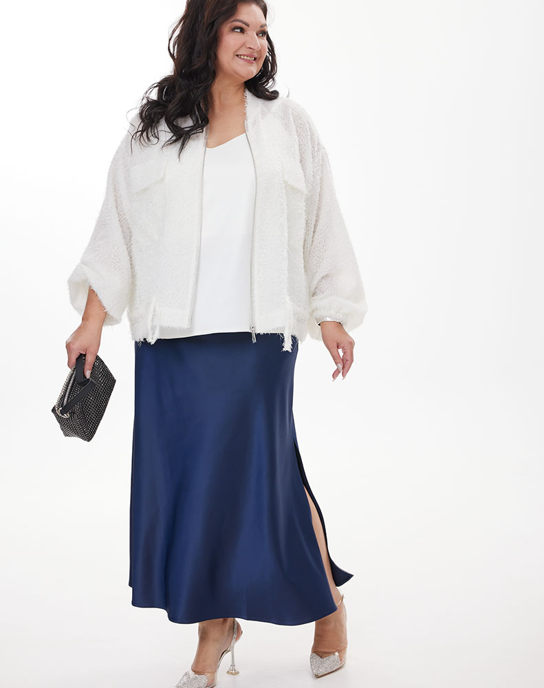 А974 Юбка Маура темно-синий для женщин большого размера с доставкой по Москве и России