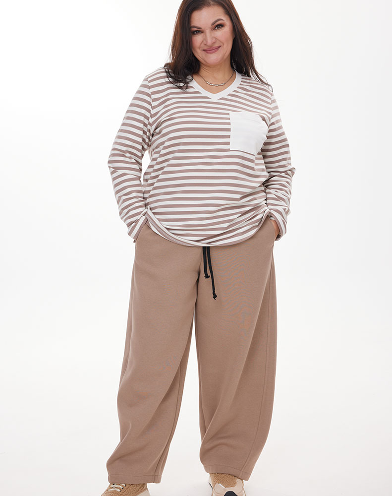 А1125 Брюки Уилсон кофейный для женщин большого размера с доставкой по Москве и России