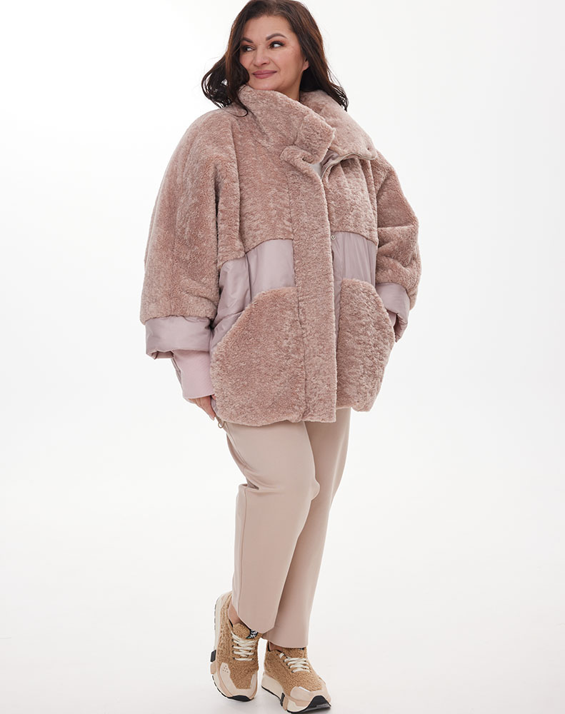 А1003 Куртка Бажена пудра 200С для женщин большого размера с доставкой по Москве и России