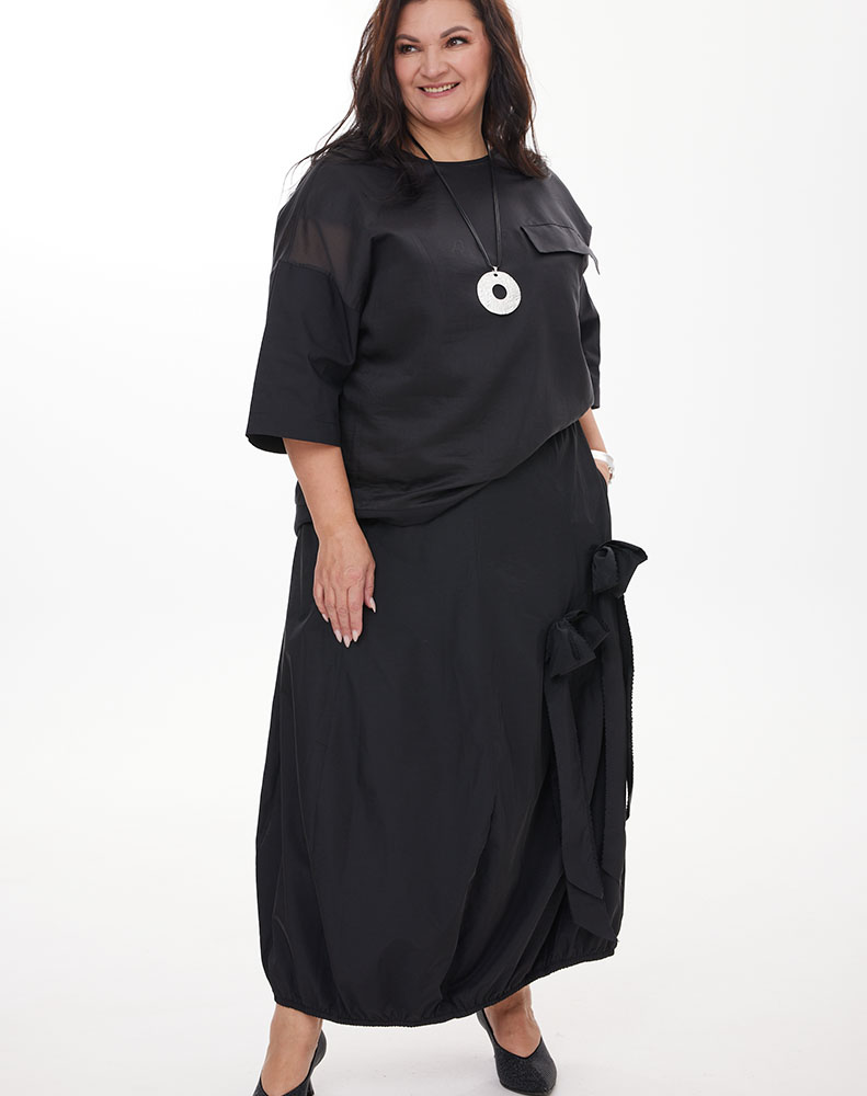 А1158 Юбка Эвита черный для женщин большого размера с доставкой по Москве и России