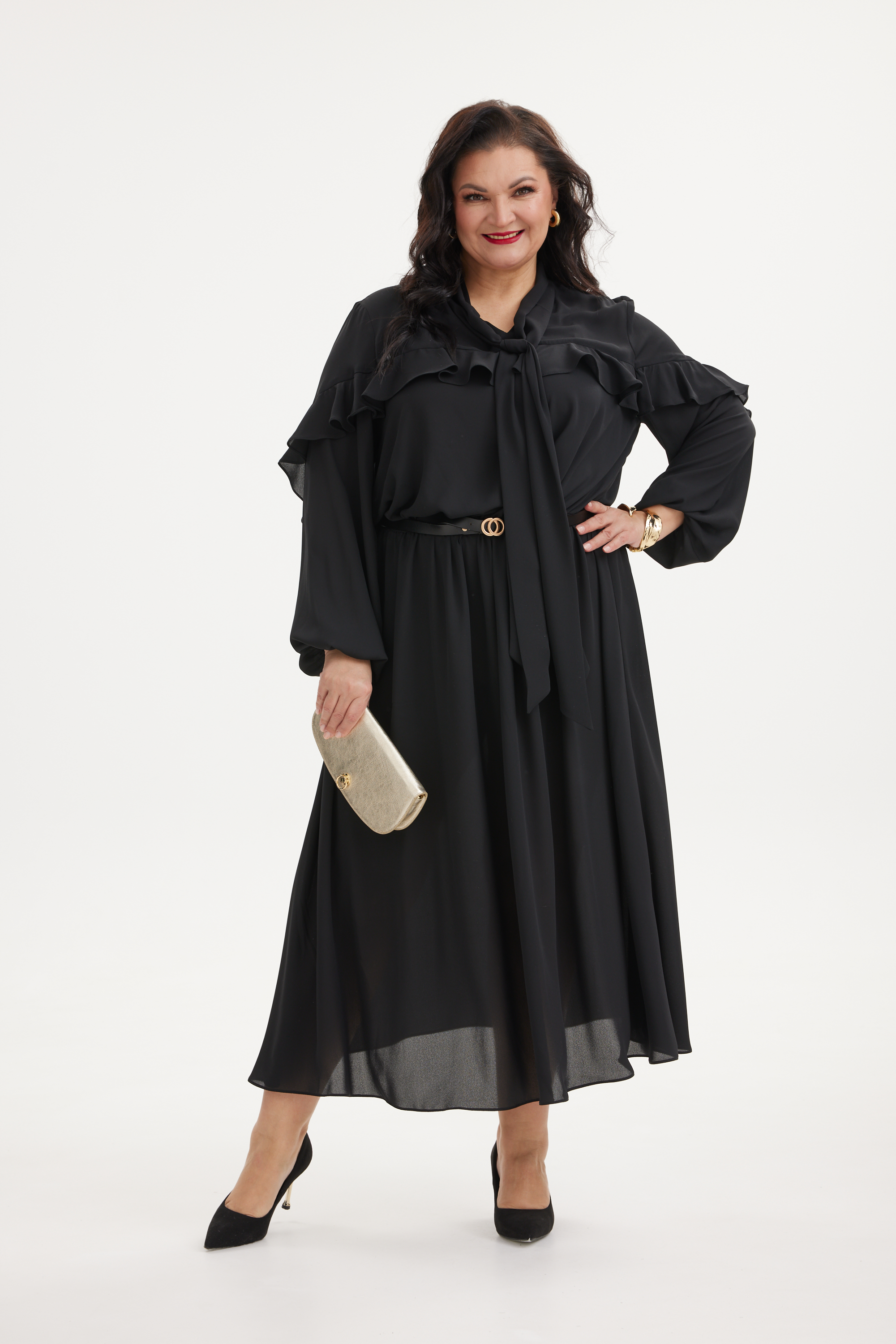 А1166 Платье Салана черный для женщин большого размера с доставкой по Москве и России