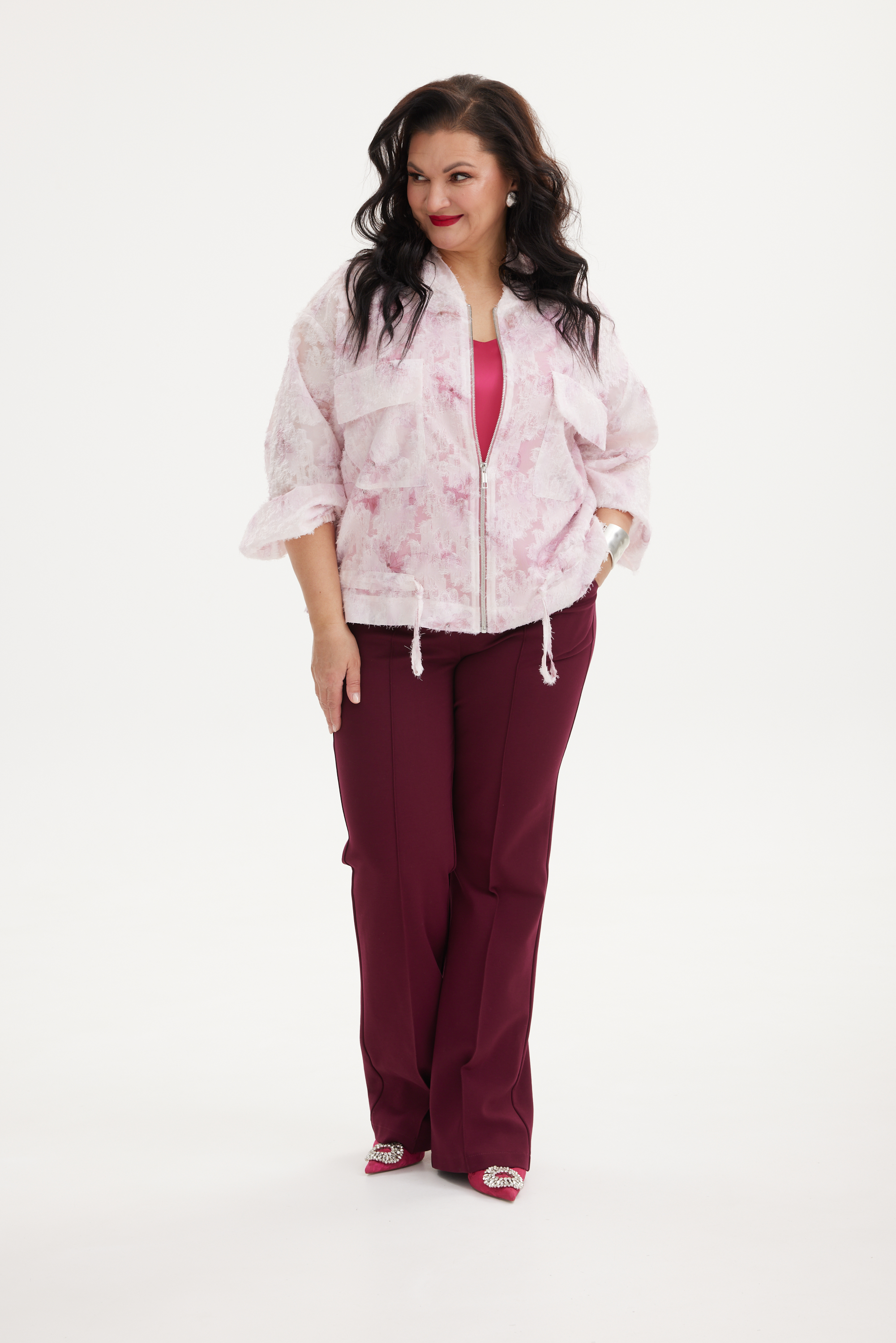 А1131/2 Блуза Дори розовый для женщин большого размера с доставкой по Москве и России