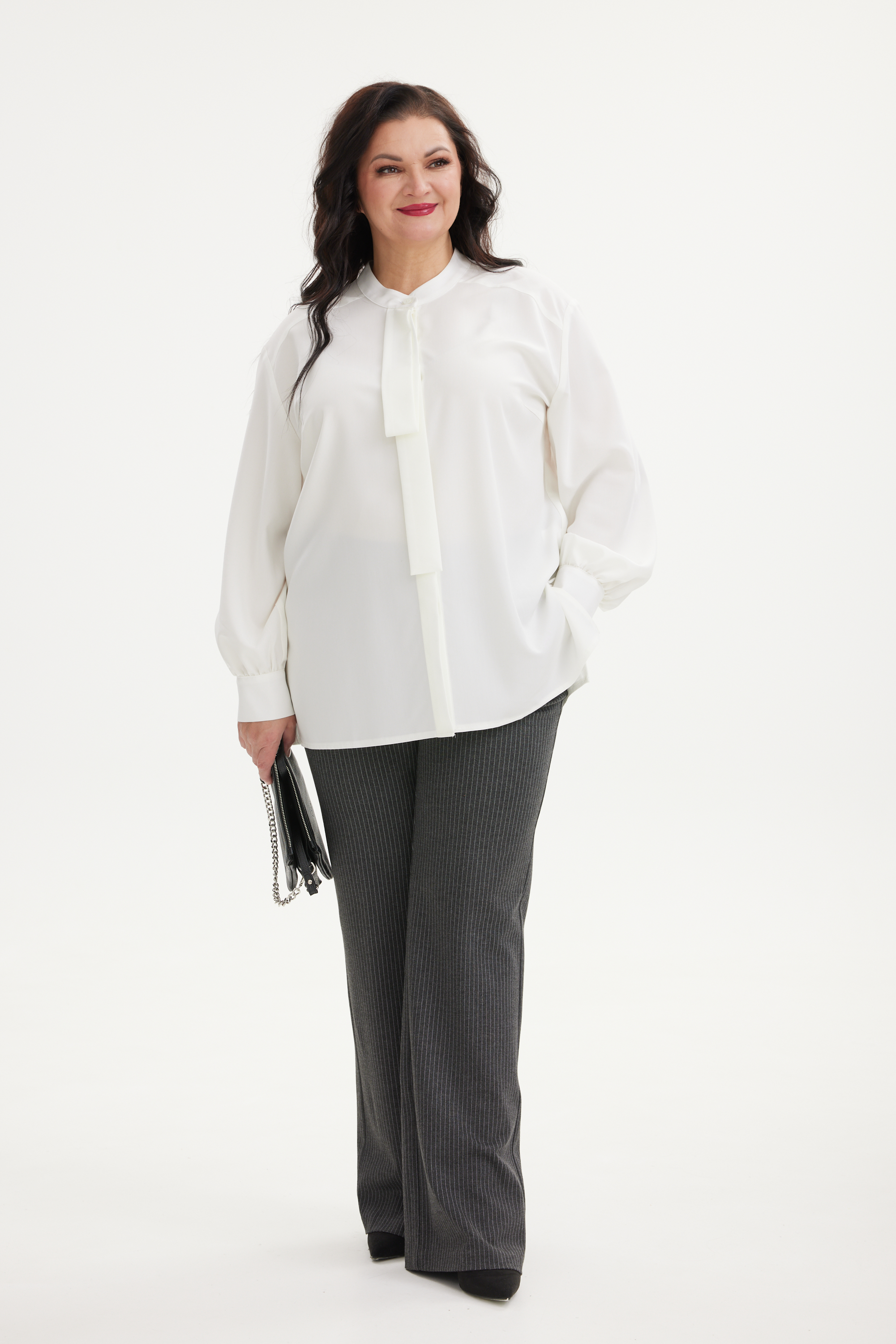 А1140 Блуза Сильверия молочный для женщин большого размера с доставкой по Москве и России