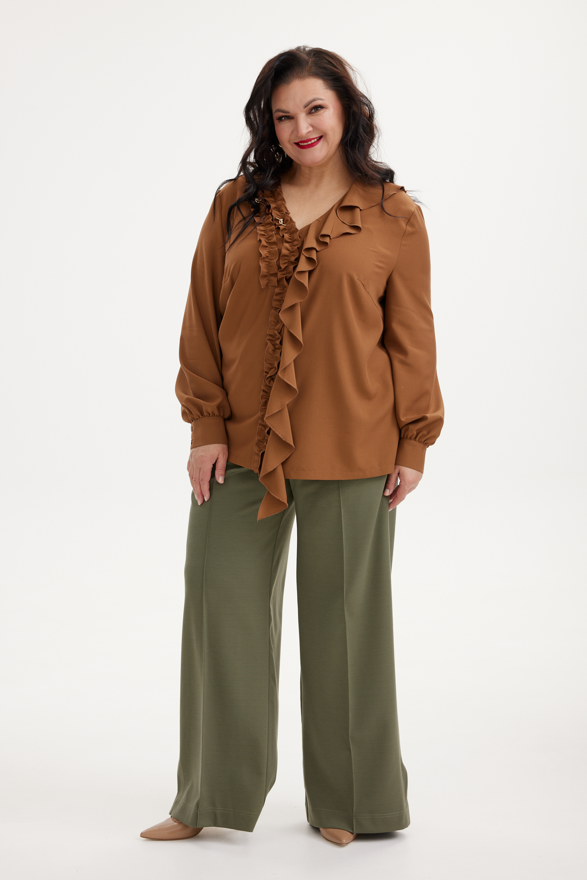 А1132 Блузка Неви корица для женщин большого размера с доставкой по Москве и России