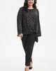 А1145 Блуза Мендос черный принт горох для женщин большого размера с доставкой по Москве и России