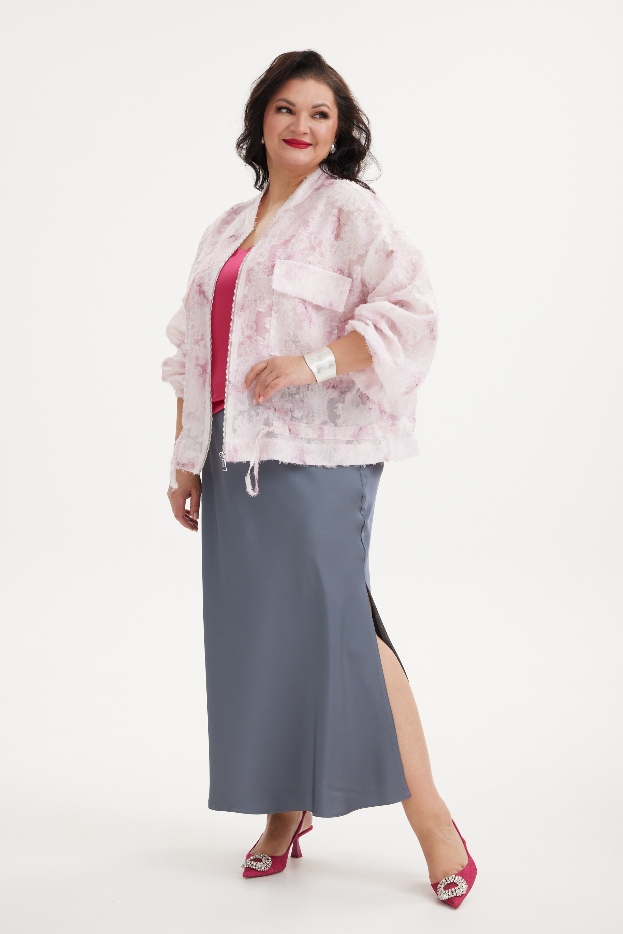 А974 Юбка Маура серый для женщин большого размера с доставкой по Москве и России