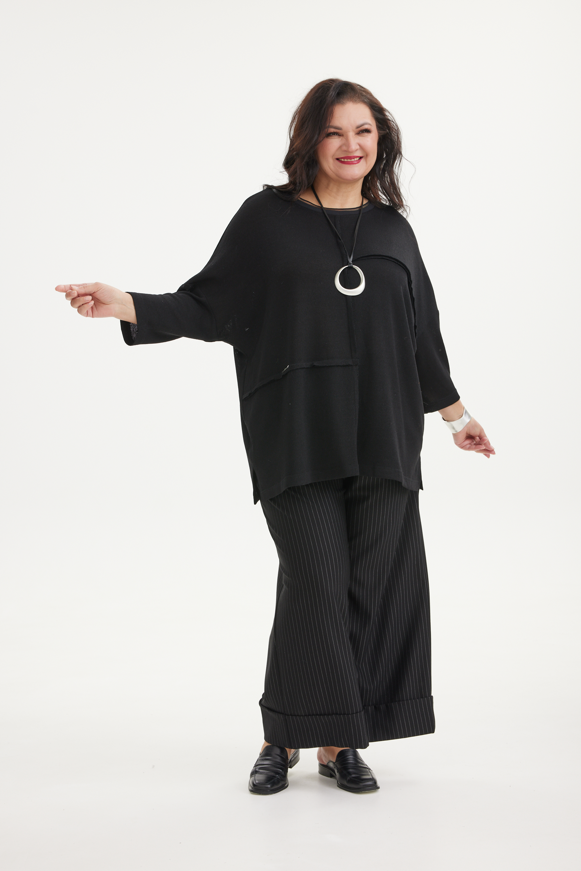 А1162 Туника Идис черный для женщин большого размера с доставкой по Москве и России