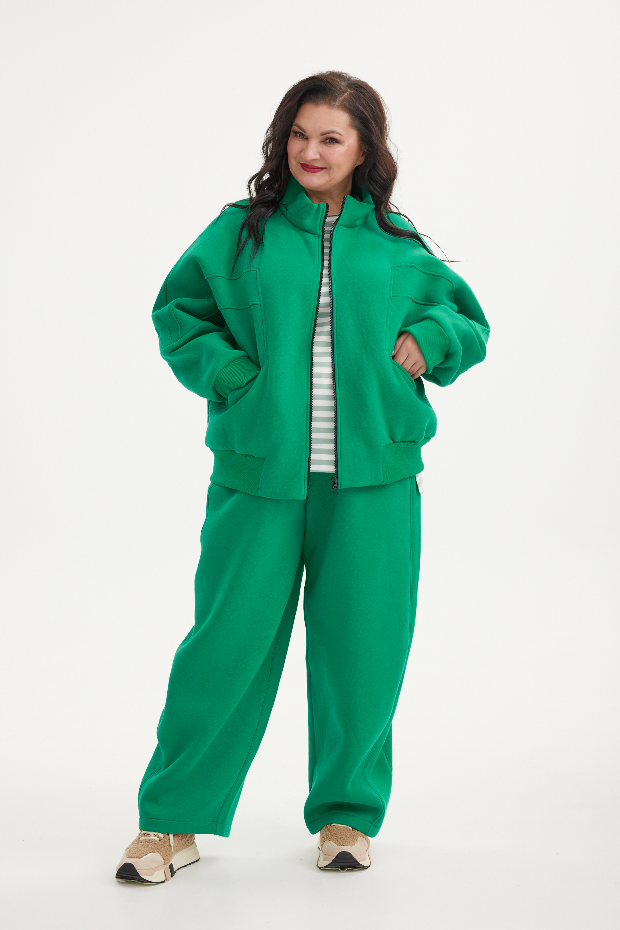 А1130 Толстовка Монтана зеленый для женщин большого размера с доставкой по Москве и России